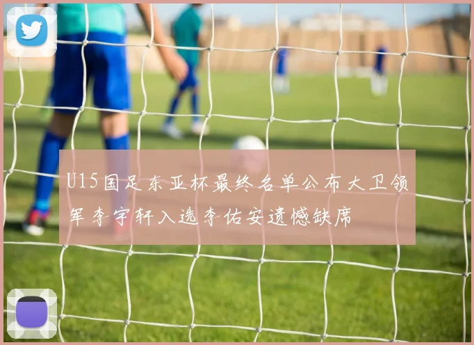U15国足东亚杯最终名单公布大卫领军李宇轩入选李佑安遗憾缺席